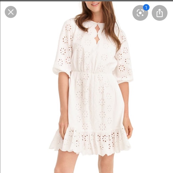 New J crew Scalloped Trim Tie Waist Eyelet Dress - Picture 3 of 10